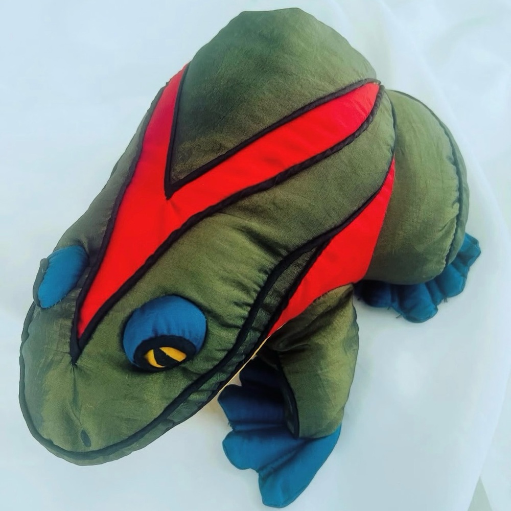 Vintage 1992 Manhattan Toy Co Frog Nylon Color block Plush